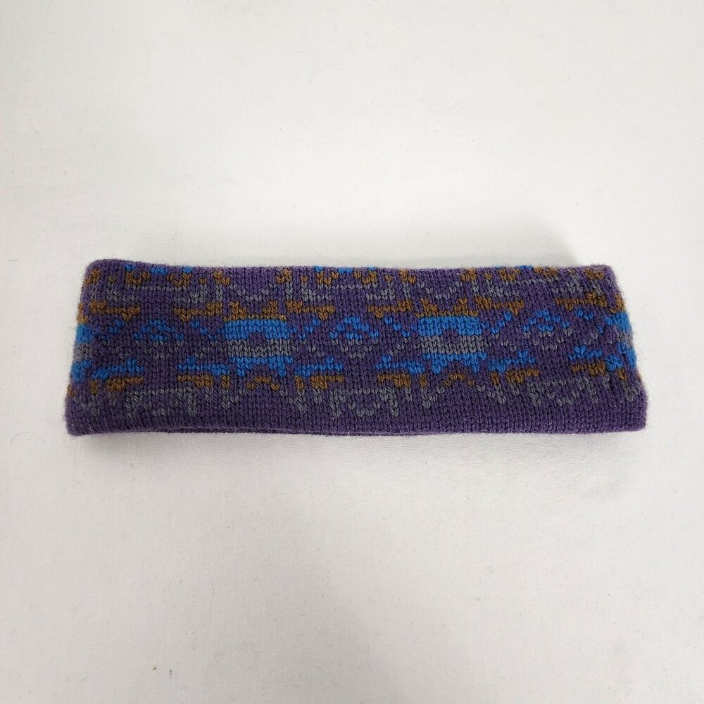 Purple Fair Isle Patterned Vtg 90s Headband With Handstitched Fleece Lining